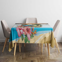Cayman Islands Tablecloth Iguanas And Parrot Hisbius Flower - Wonder Print Shop