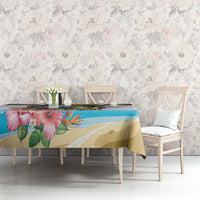 Cayman Islands Tablecloth Iguanas And Parrot Hisbius Flower - Wonder Print Shop