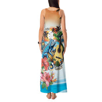 Cayman Islands Tank Maxi Dress Iguanas And Parrot Hisbius Flower - Wonder Print Shop