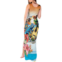 Cayman Islands Tank Maxi Dress Iguanas And Parrot Hisbius Flower - Wonder Print Shop