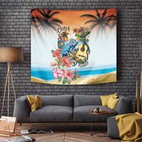 Cayman Islands Tapestry Iguanas And Parrot Hisbius Flower - Wonder Print Shop
