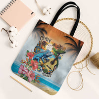 Cayman Islands Tote Bag Iguanas And Parrot Hisbius Flower - Wonder Print Shop