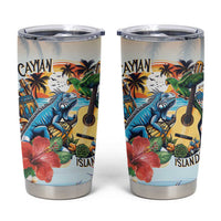 Cayman Islands Tumbler Cup Iguanas And Parrot Hisbius Flower - Wonder Print Shop