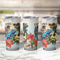 Cayman Islands Tumbler Cup Iguanas And Parrot Hisbius Flower - Wonder Print Shop