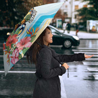 Cayman Islands Umbrella Iguanas And Parrot Hisbius Flower - Wonder Print Shop
