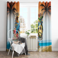 Cayman Islands Window Curtain Iguanas And Parrot Hisbius Flower - Wonder Print Shop