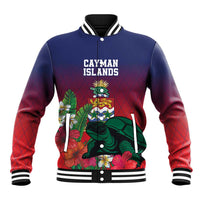 Custom Cayman Islands Baseball Jacket Green Turtle Sporty Style - Wonder Print Shop