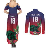 Custom Cayman Islands Couples Matching Summer Maxi Dress and Long Sleeve Button Shirt Green Turtle Sporty Style - Wonder Print Shop