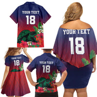 Custom Cayman Islands Family Matching Off Shoulder Short Dress and Hawaiian Shirt Green Turtle Sporty Style - Wonder Print Shop
