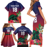 Custom Cayman Islands Family Matching Short Sleeve Bodycon Dress and Hawaiian Shirt Green Turtle Sporty Style - Wonder Print Shop