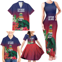 Custom Cayman Islands Family Matching Tank Maxi Dress and Hawaiian Shirt Green Turtle Sporty Style - Wonder Print Shop