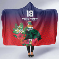 Custom Cayman Islands Hooded Blanket Green Turtle Sporty Style - Wonder Print Shop