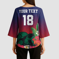 Custom Cayman Islands Kimono Sleeve Blouse Green Turtle Sporty Style - Wonder Print Shop