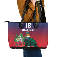 Custom Cayman Islands Leather Tote Bag Green Turtle Sporty Style - Wonder Print Shop