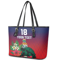 Custom Cayman Islands Leather Tote Bag Green Turtle Sporty Style - Wonder Print Shop