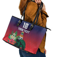 Custom Cayman Islands Leather Tote Bag Green Turtle Sporty Style - Wonder Print Shop
