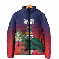 Custom Cayman Islands Padded Jacket Green Turtle Sporty Style - Wonder Print Shop