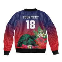 Custom Cayman Islands Sleeve Zip Bomber Jacket Green Turtle Sporty Style - Wonder Print Shop