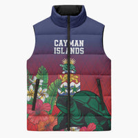 Custom Cayman Islands Sleeveless Puffer Jacket Green Turtle Sporty Style - Wonder Print Shop