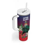 Custom Cayman Islands Tumbler With Handle Green Turtle Sporty Style - Wonder Print Shop