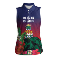 Custom Cayman Islands Women Sleeveless Polo Shirt Green Turtle Sporty Style - Wonder Print Shop