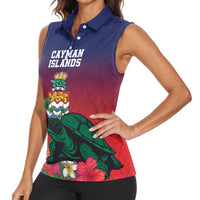 Custom Cayman Islands Women Sleeveless Polo Shirt Green Turtle Sporty Style - Wonder Print Shop