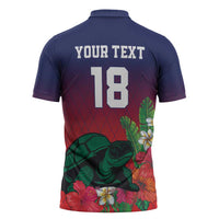 Custom Cayman Islands Zipper Polo Shirt Green Turtle Sporty Style - Wonder Print Shop