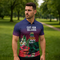 Custom Cayman Islands Zipper Polo Shirt Green Turtle Sporty Style - Wonder Print Shop