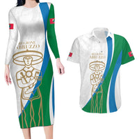 Personalized Italian Region Abruzzo Couples Matching Long Sleeve Bodycon Dress and Hawaiian Shirt Italy Sporty Style - Wonder Print Shop