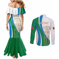 Personalized Italian Region Abruzzo Couples Matching Mermaid Dress and Long Sleeve Button Shirt Italy Sporty Style - Wonder Print Shop