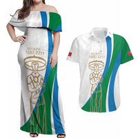 Personalized Italian Region Abruzzo Couples Matching Off Shoulder Maxi Dress and Hawaiian Shirt Italy Sporty Style - Wonder Print Shop