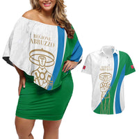 Personalized Italian Region Abruzzo Couples Matching Off Shoulder Short Dress and Hawaiian Shirt Italy Sporty Style - Wonder Print Shop