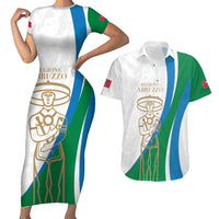 Personalized Italian Region Abruzzo Couples Matching Short Sleeve Bodycon Dress and Hawaiian Shirt Italy Sporty Style - Wonder Print Shop