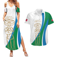 Personalized Italian Region Abruzzo Couples Matching Summer Maxi Dress and Hawaiian Shirt Italy Sporty Style - Wonder Print Shop