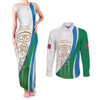 Personalized Italian Region Abruzzo Couples Matching Tank Maxi Dress and Long Sleeve Button Shirt Italy Sporty Style - Wonder Print Shop