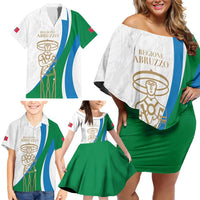 Personalized Italian Region Abruzzo Family Matching Off Shoulder Short Dress and Hawaiian Shirt Italy Sporty Style - Wonder Print Shop