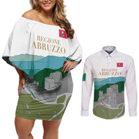 Custom Italy Abruzzo Couples Matching Off Shoulder Short Dress and Long Sleeve Button Shirt Gran Sasso d'Italia - Wonder Print Shop