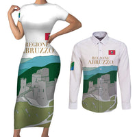 Custom Italy Abruzzo Couples Matching Short Sleeve Bodycon Dress and Long Sleeve Button Shirt Gran Sasso d'Italia - Wonder Print Shop