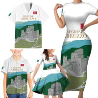 Custom Italy Abruzzo Family Matching Short Sleeve Bodycon Dress and Hawaiian Shirt Gran Sasso d'Italia - Wonder Print Shop