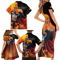 Personalized Germany Unity Day Family Matching Short Sleeve Bodycon Dress and Hawaiian Shirt The Eagle With Berlin Wall - Wonder Print Shop
