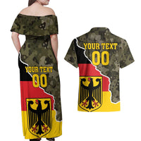 Custom Germany 1990 Couples Matching Off Shoulder Maxi Dress and Hawaiian Shirt Coat Of Arms With Camo Patterns - Wonder Print Shop