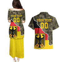 Custom Germany 1990 Couples Matching Puletasi and Hawaiian Shirt Coat Of Arms With Camo Patterns - Wonder Print Shop