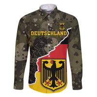 Custom Germany 1990 Family Matching Off The Shoulder Long Sleeve Dress and Hawaiian Shirt Coat Of Arms With Camo Patterns - Wonder Print Shop