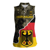 Custom Germany 1990 Women Sleeveless Polo Shirt Coat Of Arms With Camo Patterns - Wonder Print Shop