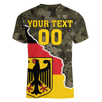 Custom Germany 1990 Women V-Neck T-Shirt Coat Of Arms With Camo Patterns - Wonder Print Shop