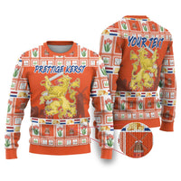 Personalized Netherlands Christmas Ugly Christmas Sweater Coat Of Arms - Prettige Kerst - Wonder Print Shop