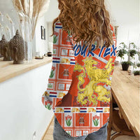 Personalized Netherlands Christmas Women Casual Shirt Coat Of Arms - Prettige Kerst - Wonder Print Shop