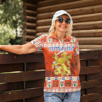 Personalized Netherlands Christmas Women Polo Shirt Coat Of Arms - Prettige Kerst - Wonder Print Shop