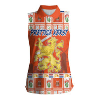 Personalized Netherlands Christmas Women Sleeveless Polo Shirt Coat Of Arms - Prettige Kerst - Wonder Print Shop