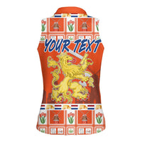 Personalized Netherlands Christmas Women Sleeveless Polo Shirt Coat Of Arms - Prettige Kerst - Wonder Print Shop